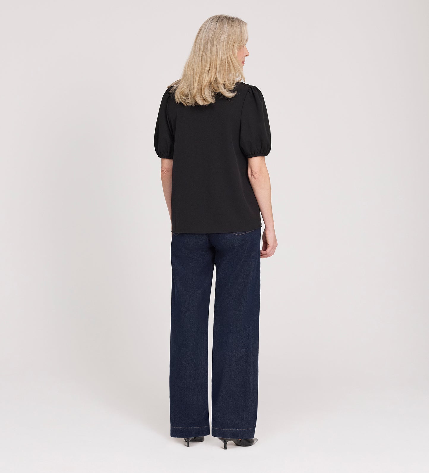 Fleur Black Button Down Short Sleeve Top