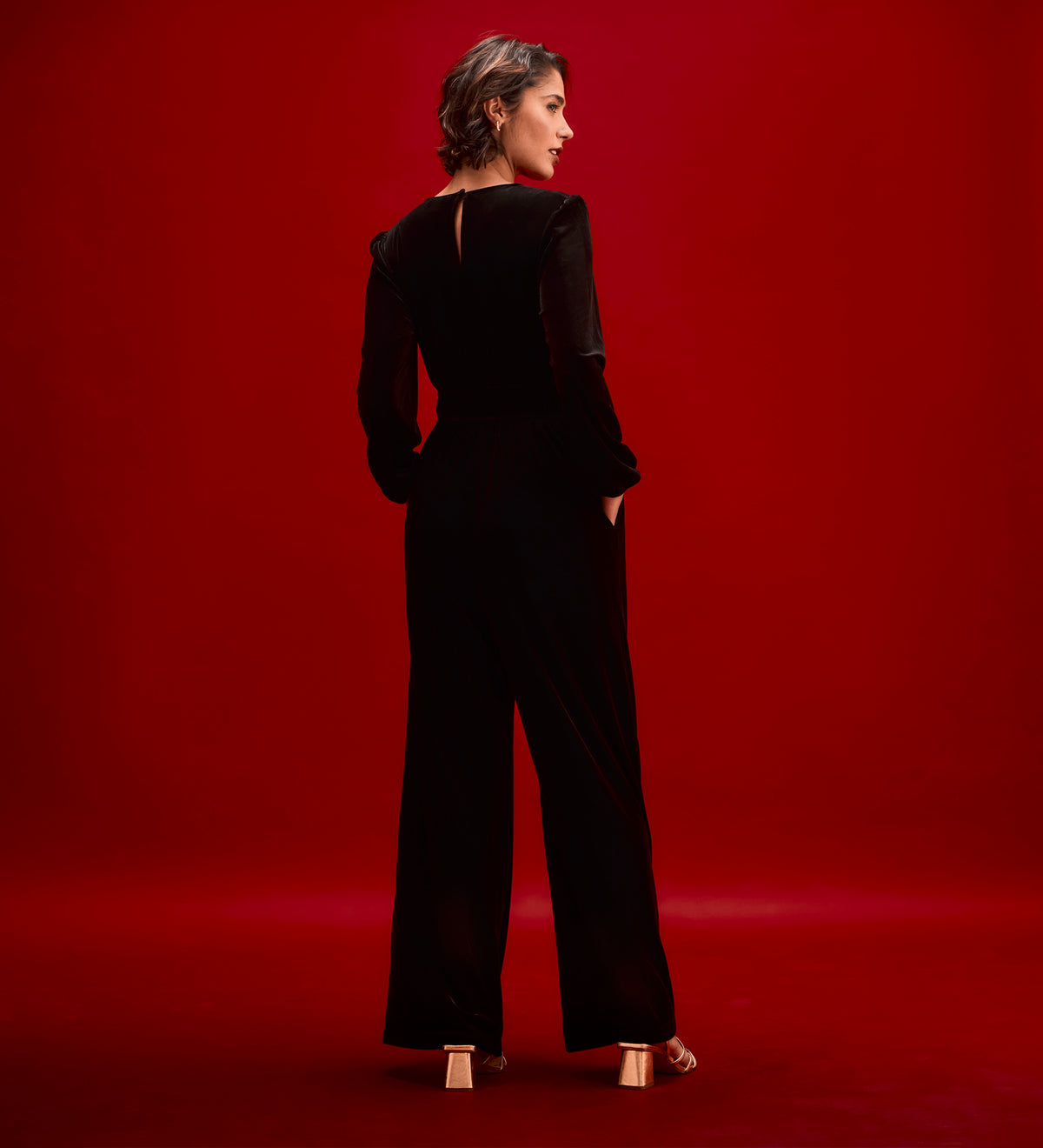 Anna Black Velvet Jumpsuit