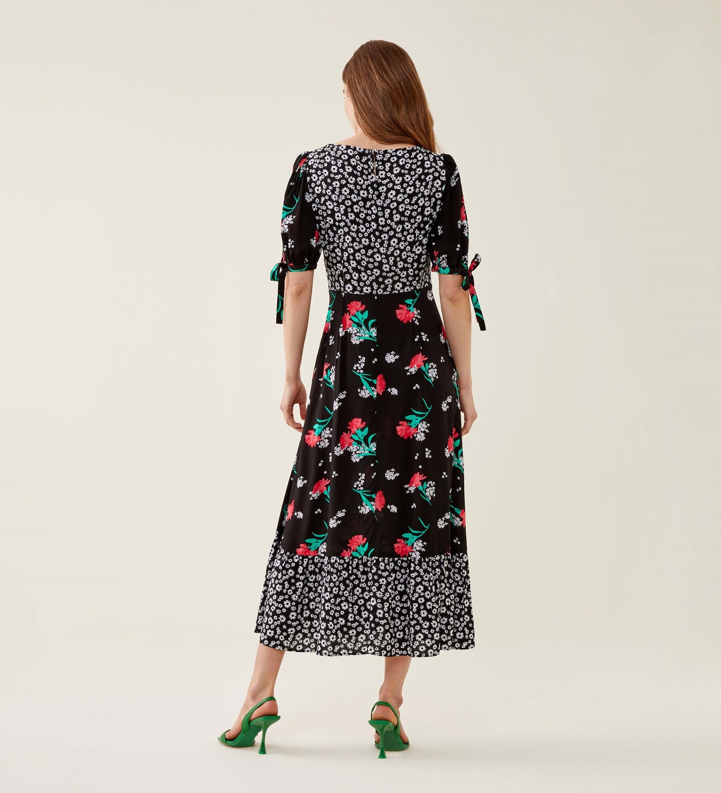 Ruby Black Blossom Midi Dress