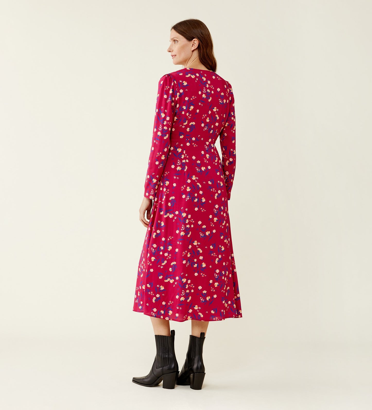 Elizara Pink Floral Midi Dress LENZINGâ„¢ ECOVEROâ„¢