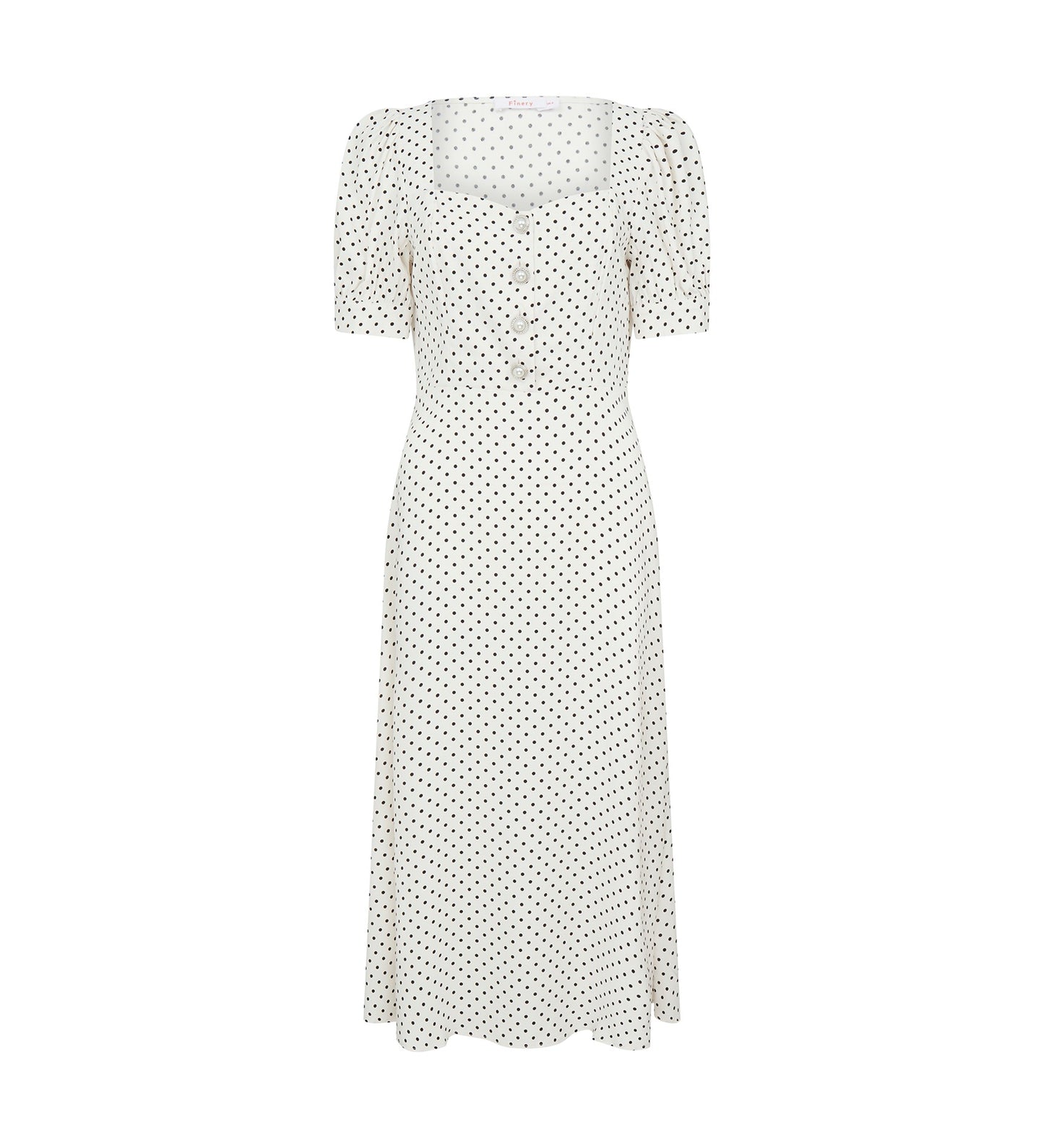 Talise Cream Polka Dot Midi Dress