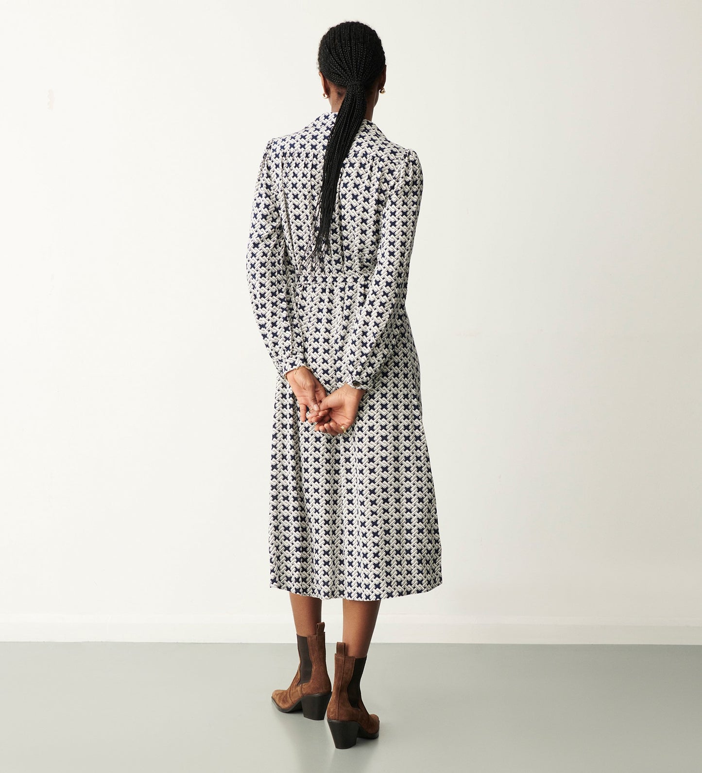 Agrata Navy Chain Midi Dress