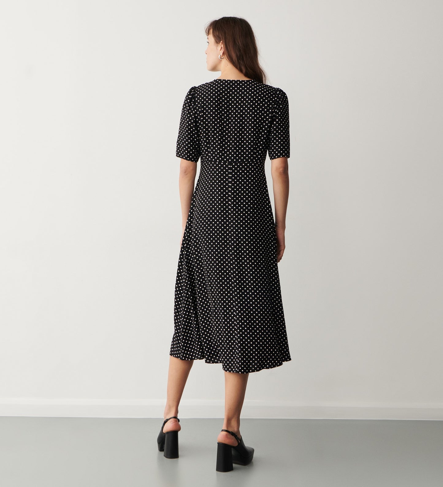 Camilla Black Polka Dot Midi Dress