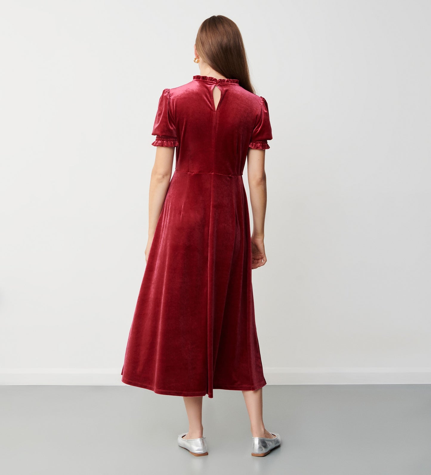 Marina Burgundy Velvet Midi Dress