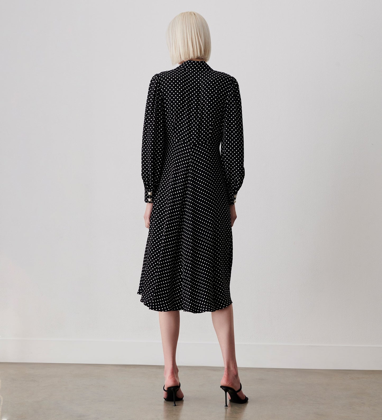 Rosa Black Polka Dot Midi Shirt Dress