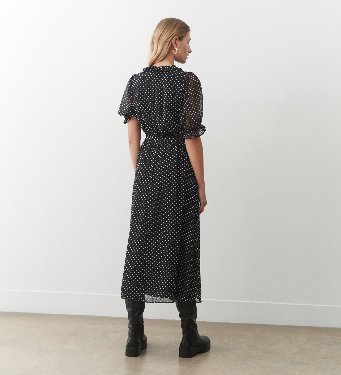 Jayne Black Polka Dot Midi Dress