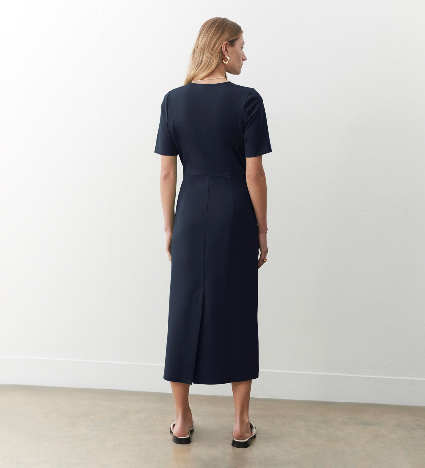 Olivia Navy Ponte Jersey Midi Dress