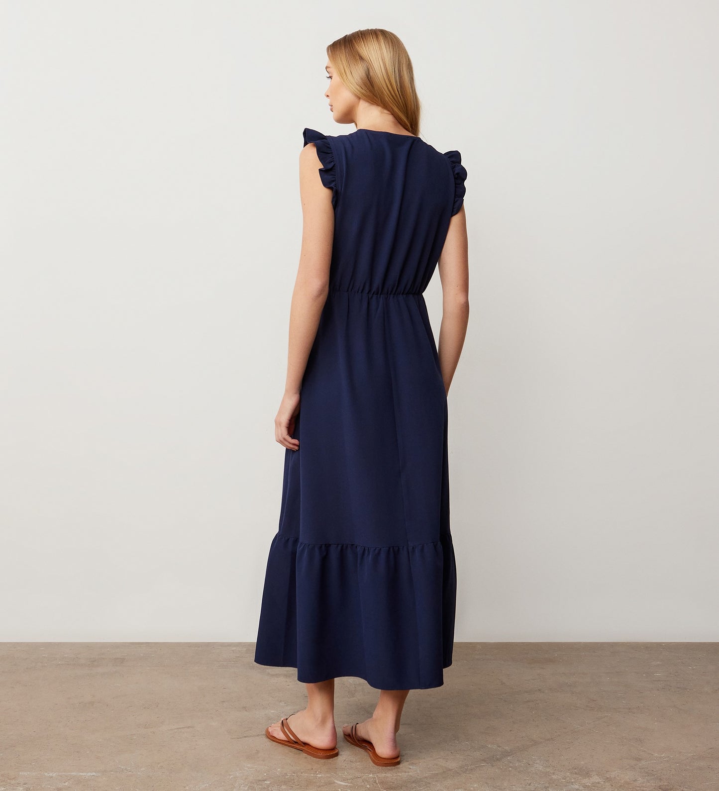 Avia Navy Crepe Midi Dress