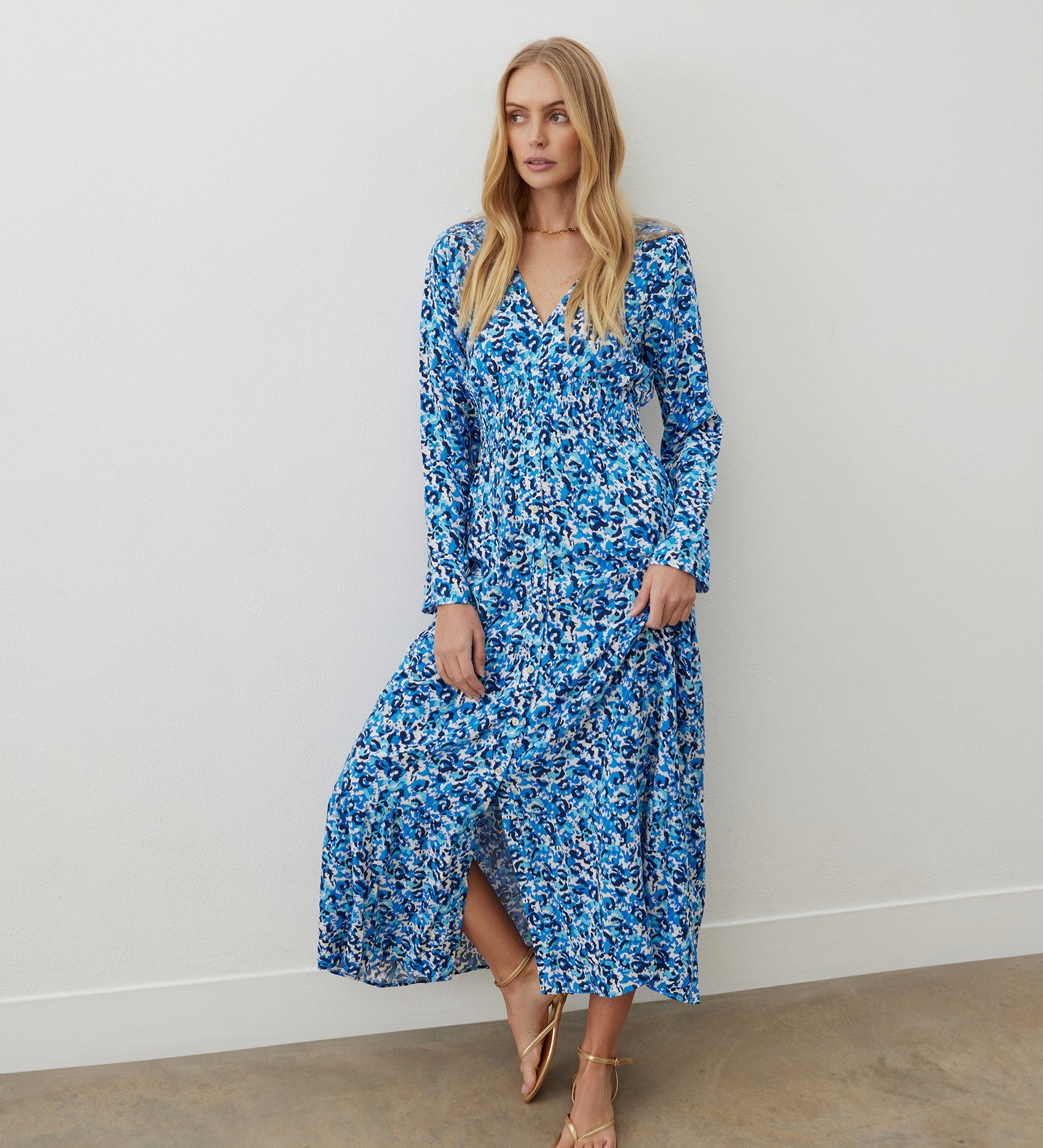 Jungle Cat Whistles Dress Blue/Multi Jungle Cat Pleated Dress WHISTLES  Whistles US