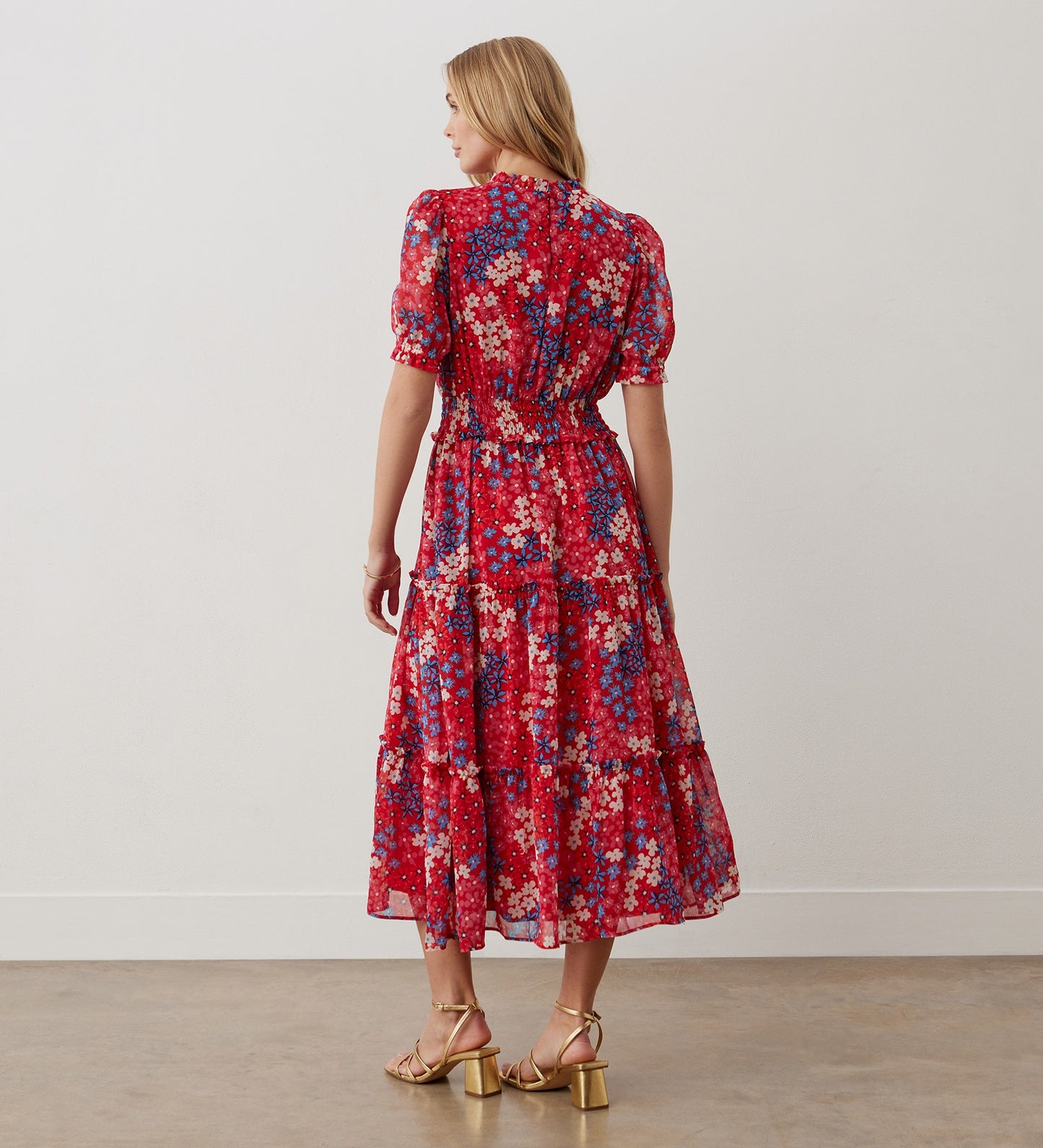 Kensa Red Ditsy Midi Dress