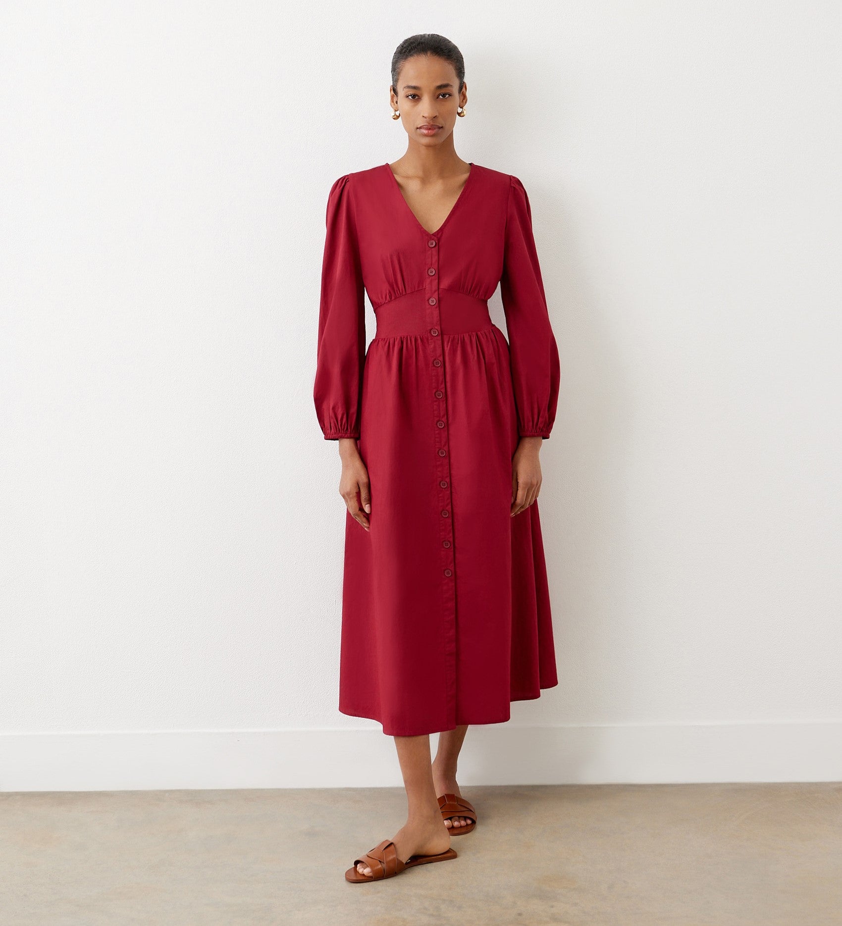 Eliah Red Cotton Midi Dress Finery London Eliah Red Cotton Midi Dress Finery London