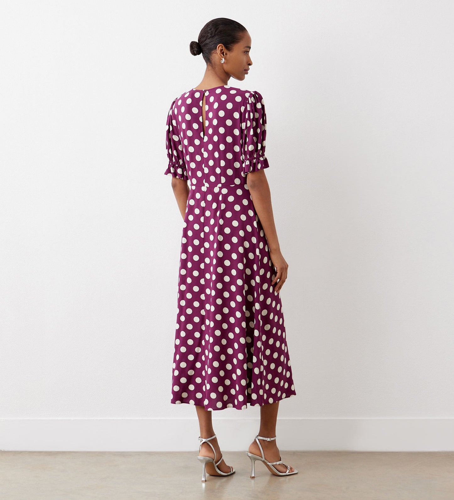 Mela Plum Polka Dot Midi Dress