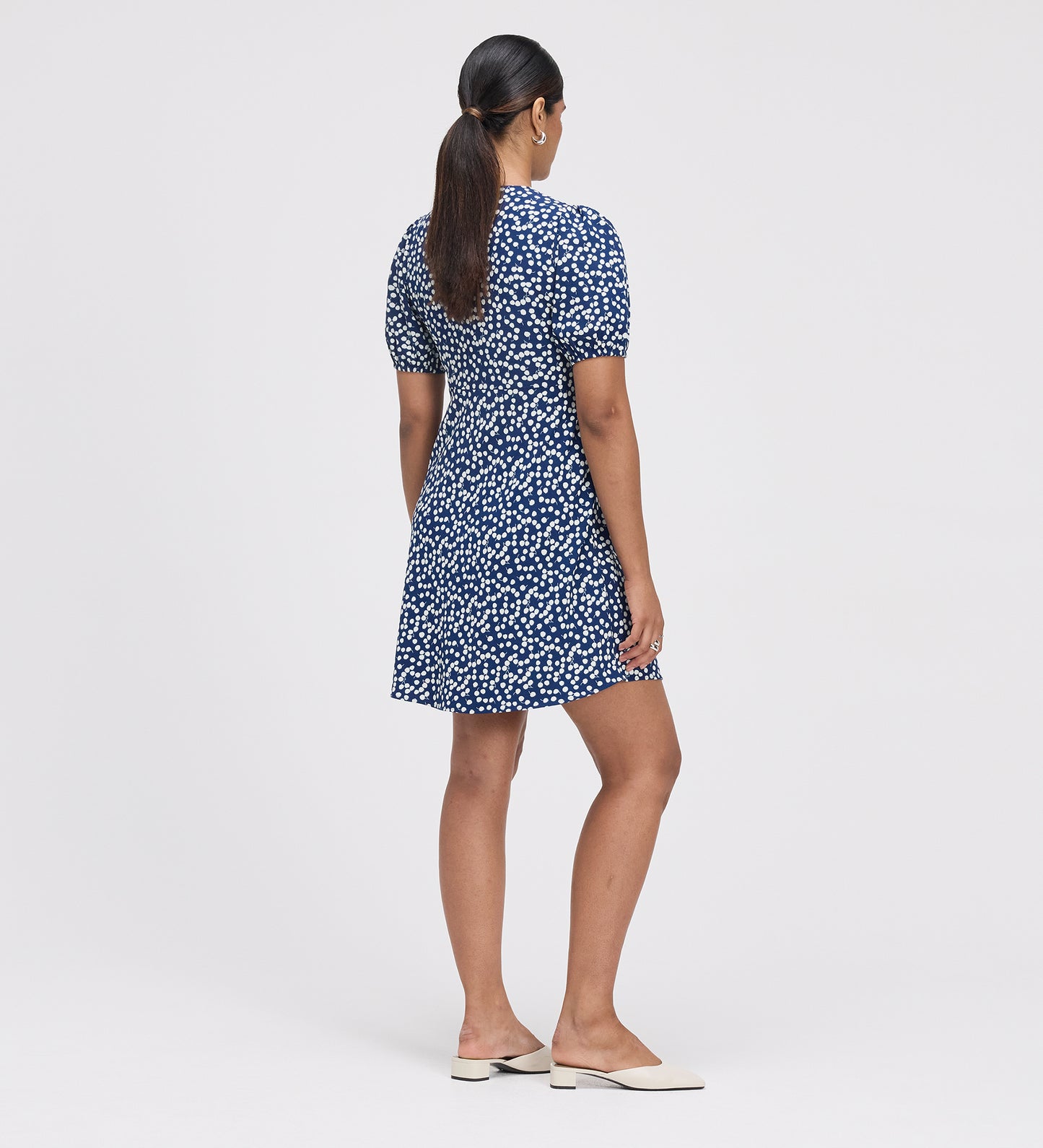 Ensley Navy Cherry Spot Button Through Short Dress