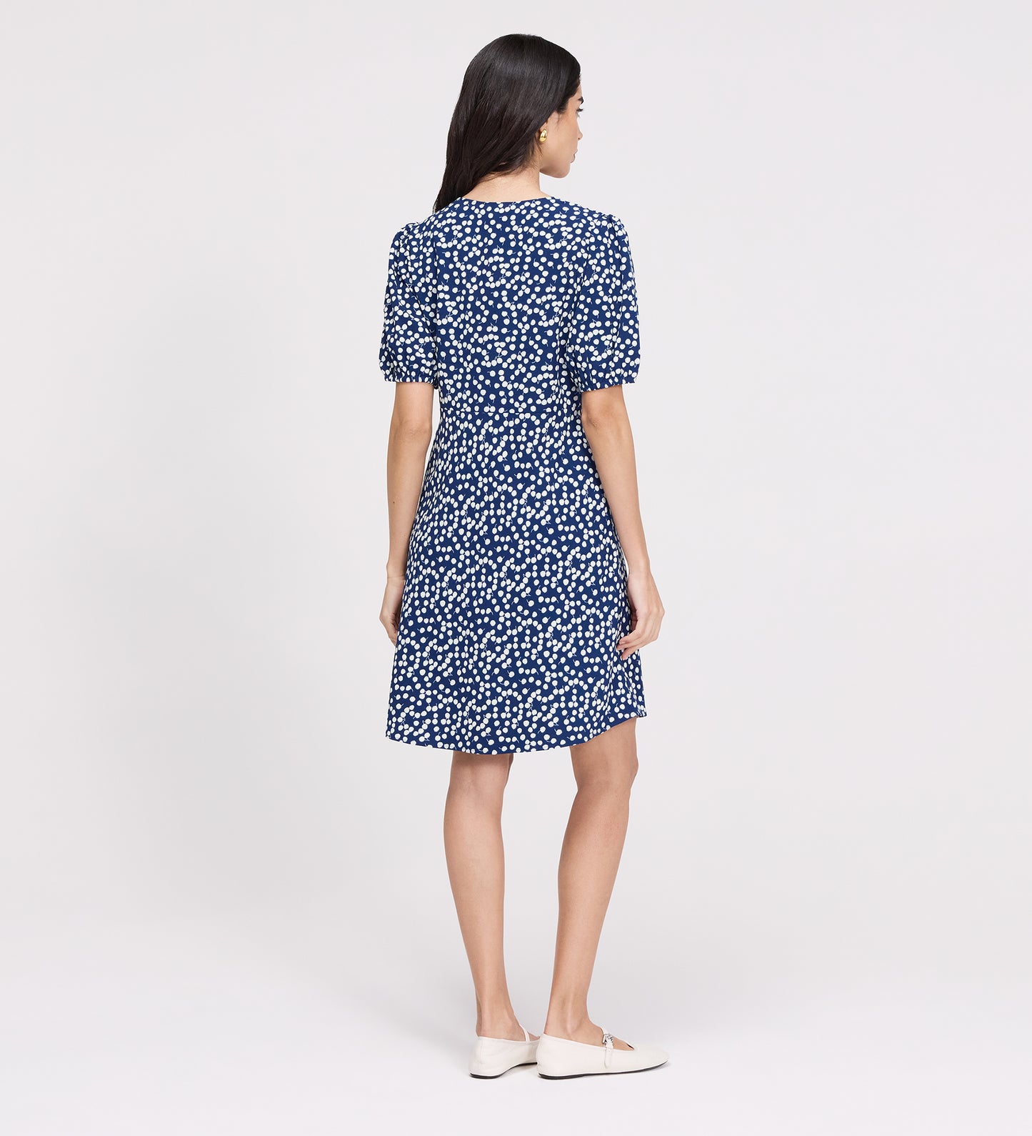 Ensley Navy Cherry Spot Button Through Short Dress