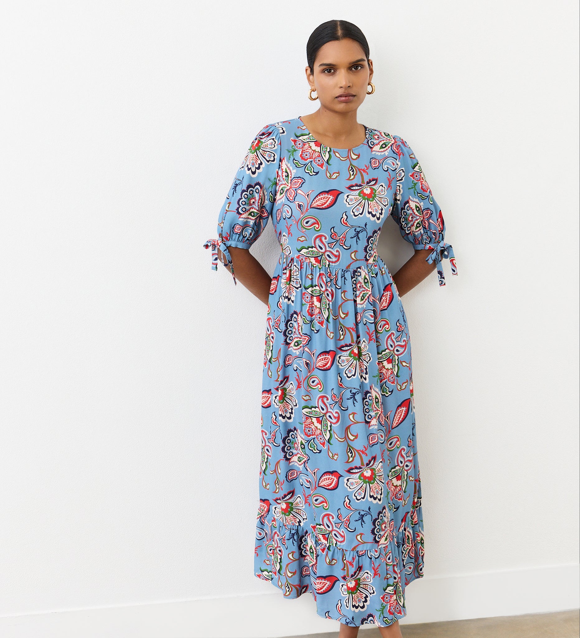 Gwen Blue Floral Midi Smock Dress Finery London Gwen Blue Floral Midi Smock Dress Finery London