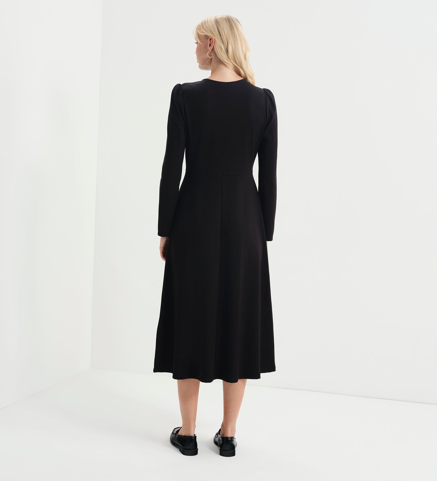 Gilly Black Ponte Jersey Midi Dress