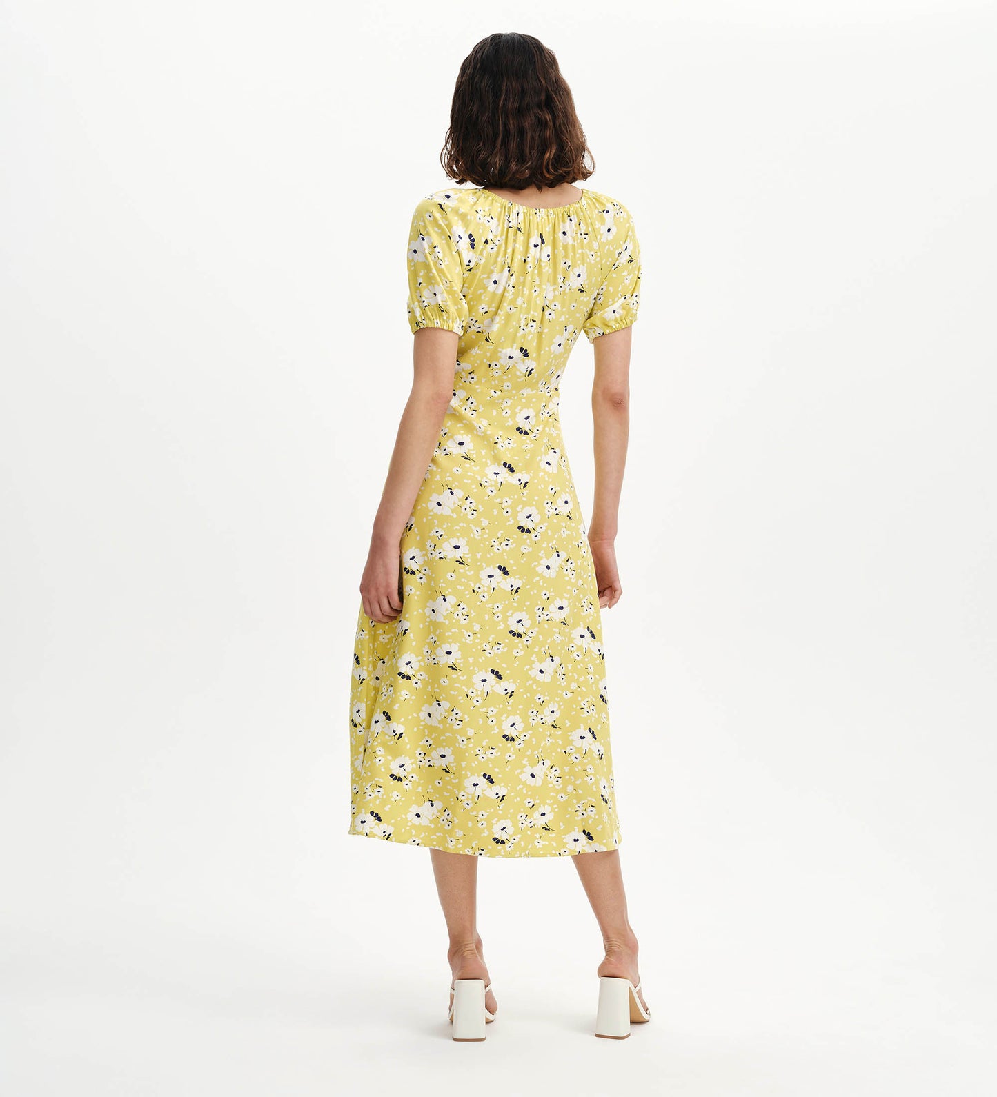 Jada Green Floral Puff Sleeve Empire Waist Midi Dress