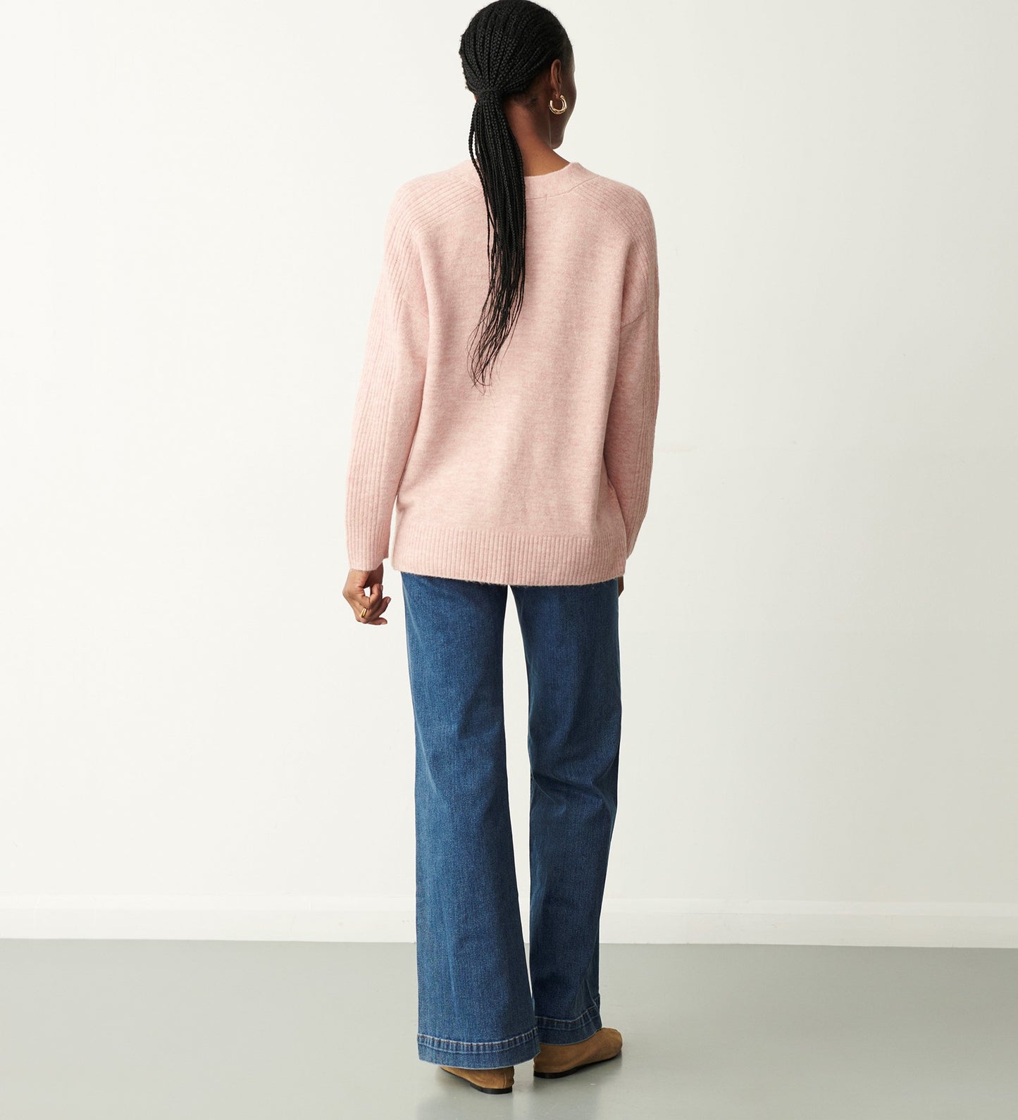 Maddie Pale Pink V Neck Jumper