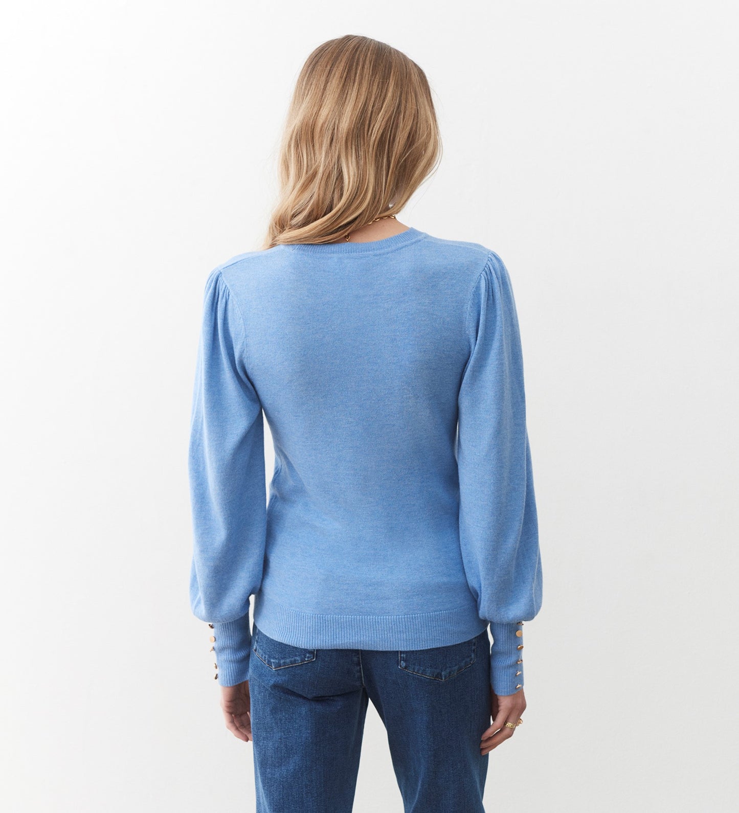 Avery Pale Blue Knitted Crew Jumper