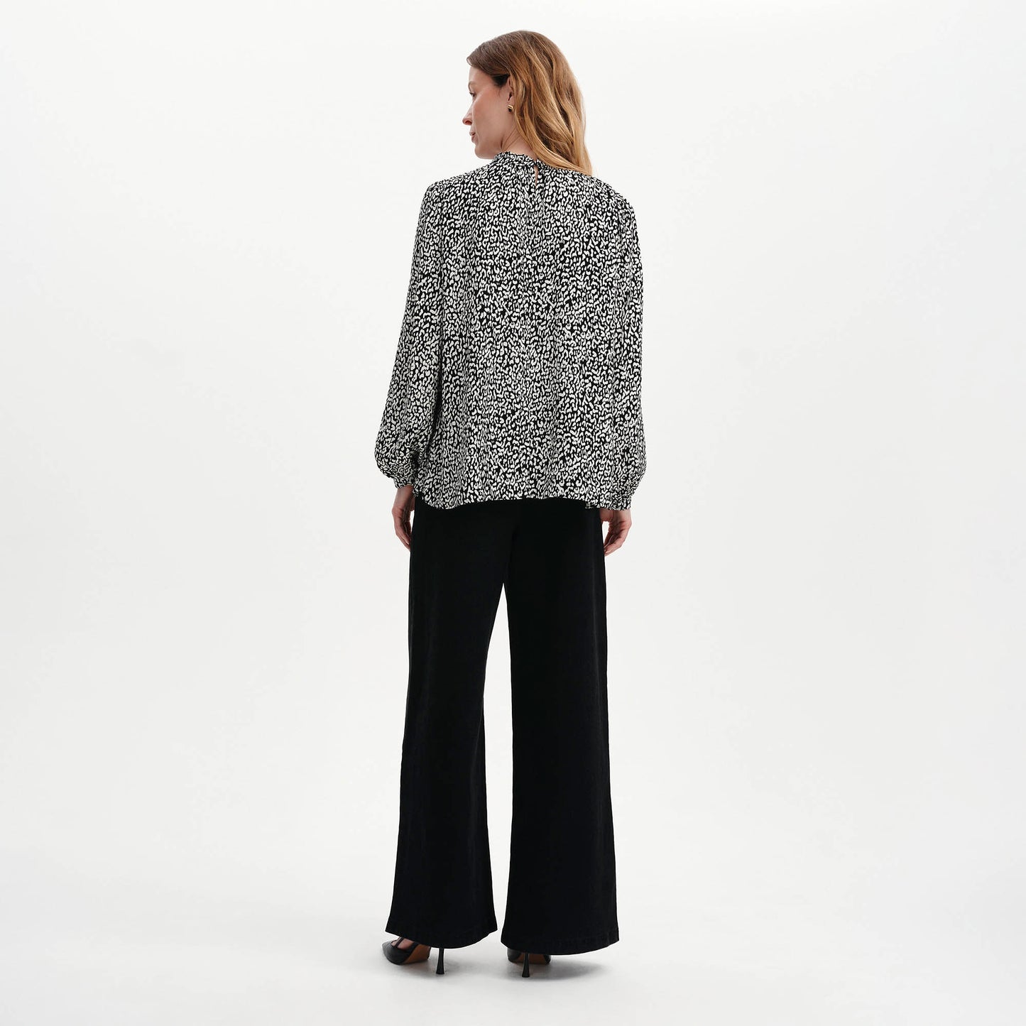 Keira Black Leopard Crepe Top