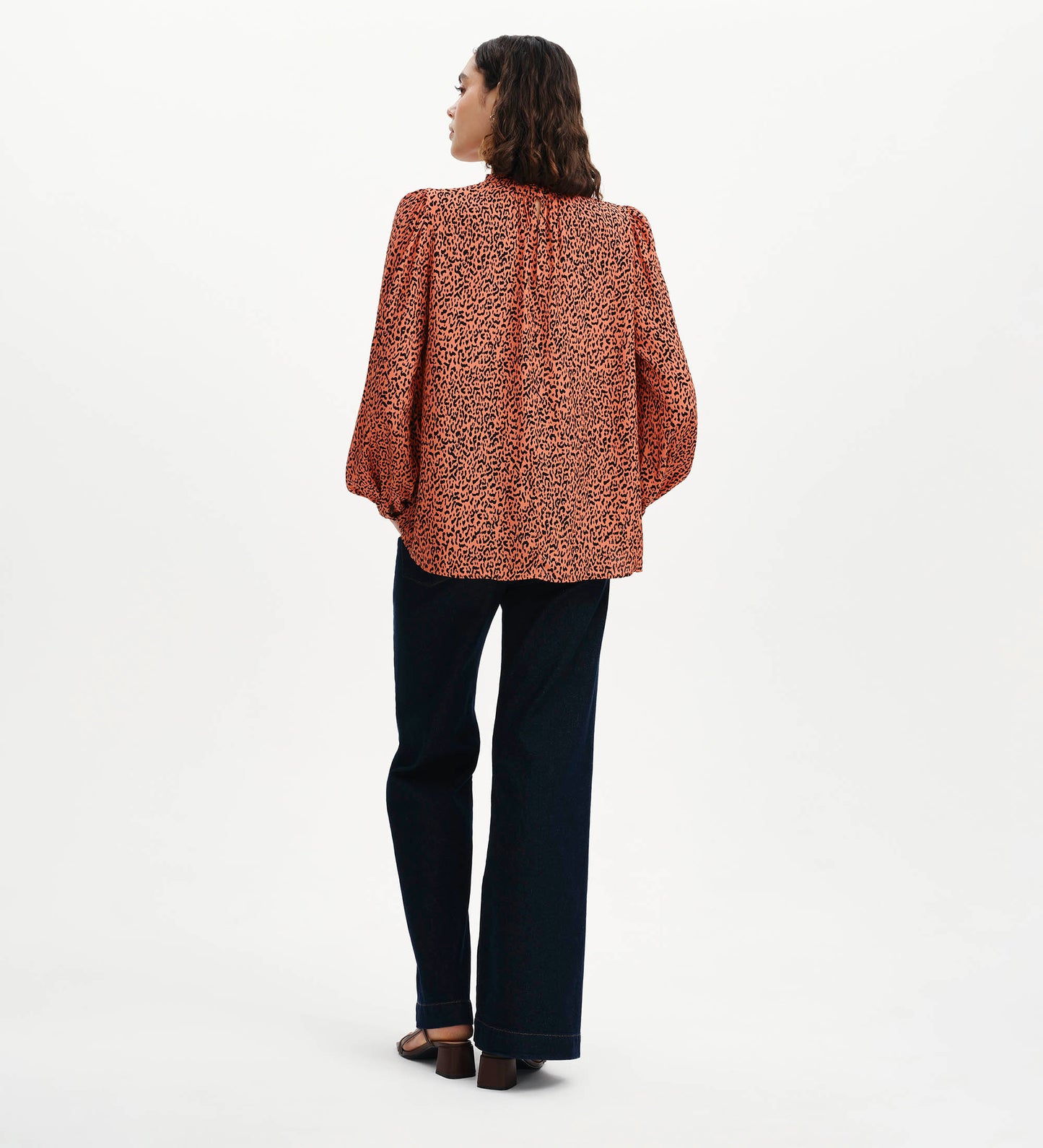 Keira Orange Leopard Crepe Top