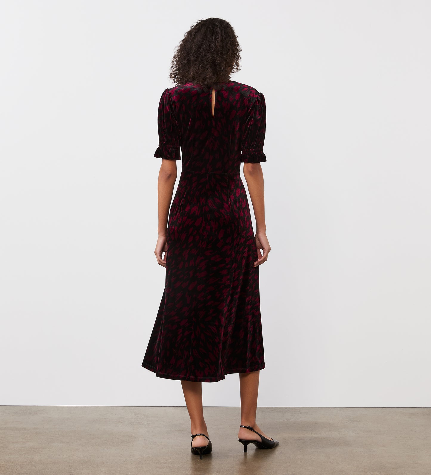 Mela Burgundy Animal Velvet Midi Dress