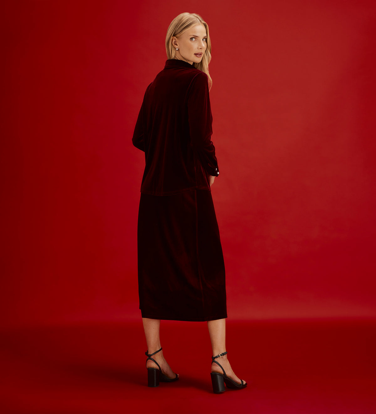 Sayge Burgundy Velvet Shirt