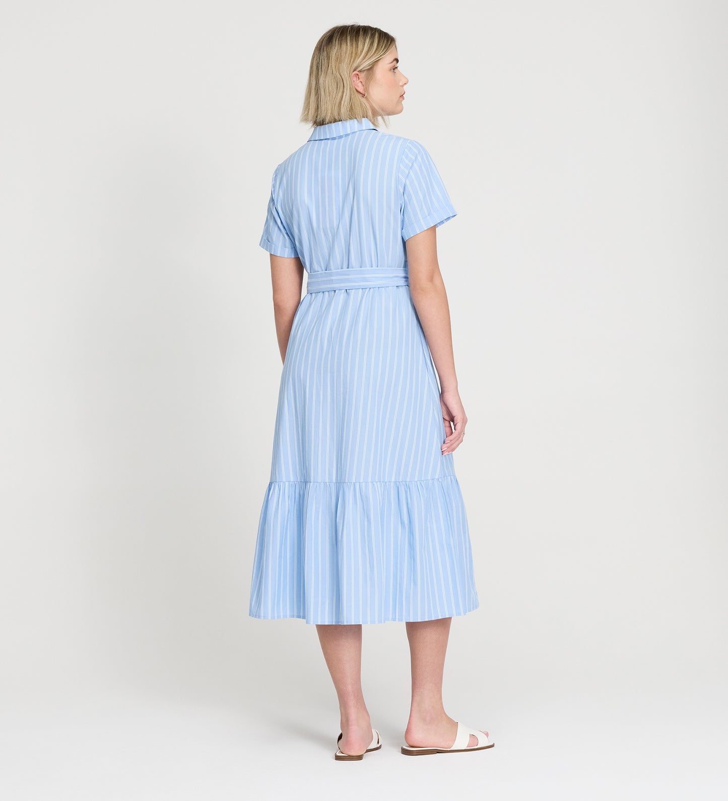 Aisling Blue Stripe Cotton Midi Dress