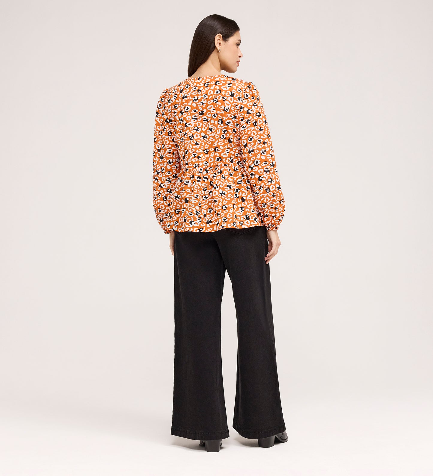 Bel Orange Leopard Cotton Blouse