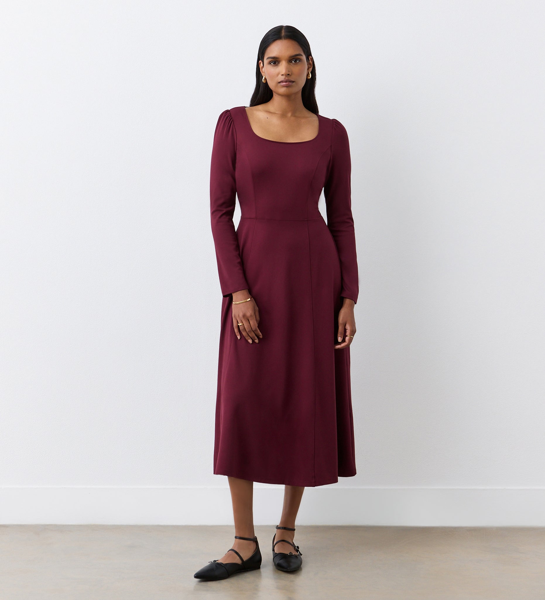 Kelly Burgundy Ponte Jersey Midi Dress | Finery London Kelly Burgundy Ponte Jersey Midi Dress | Finery London