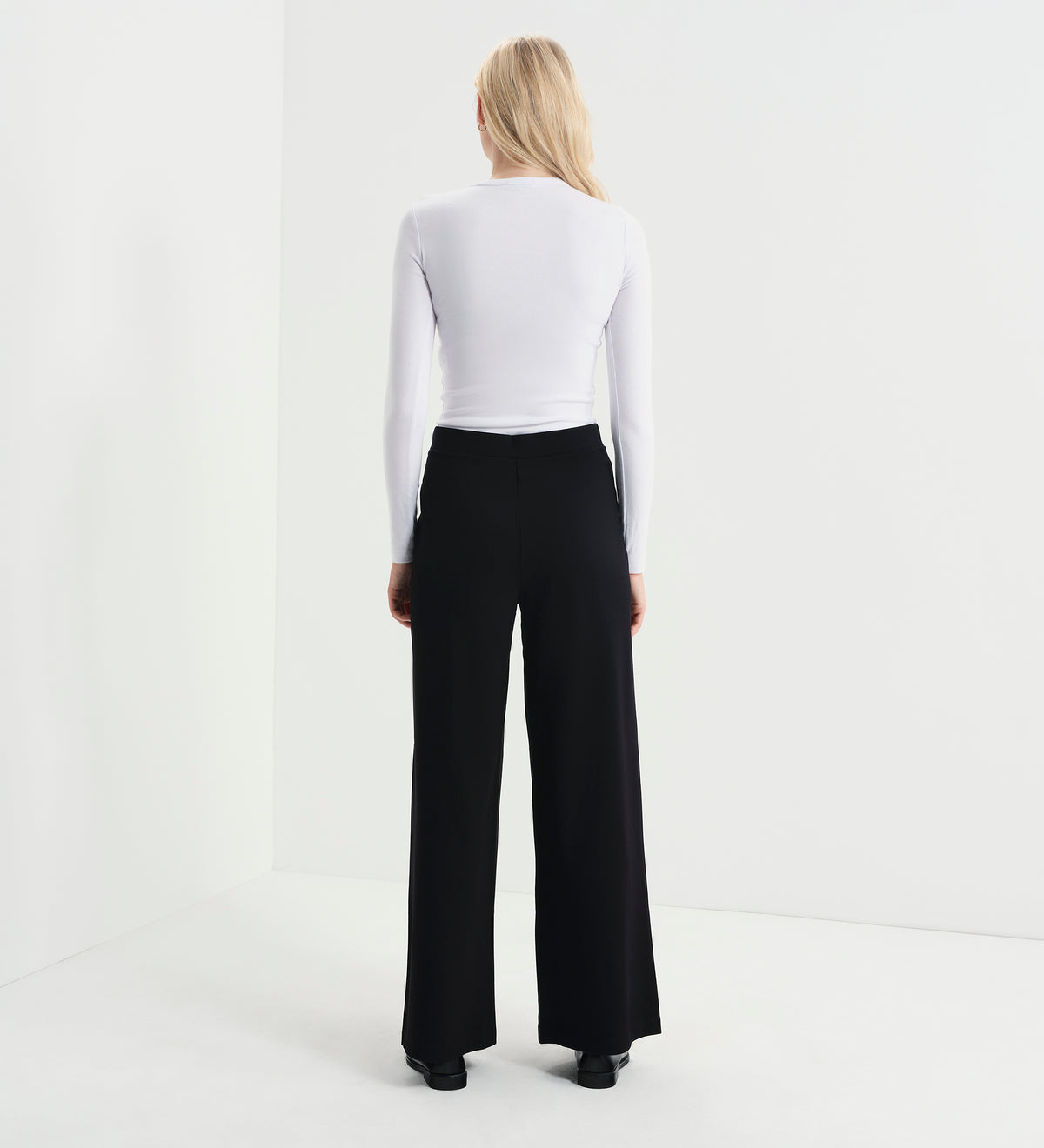 Kenzie Black Ponte Jersey Wide Leg Trousers
