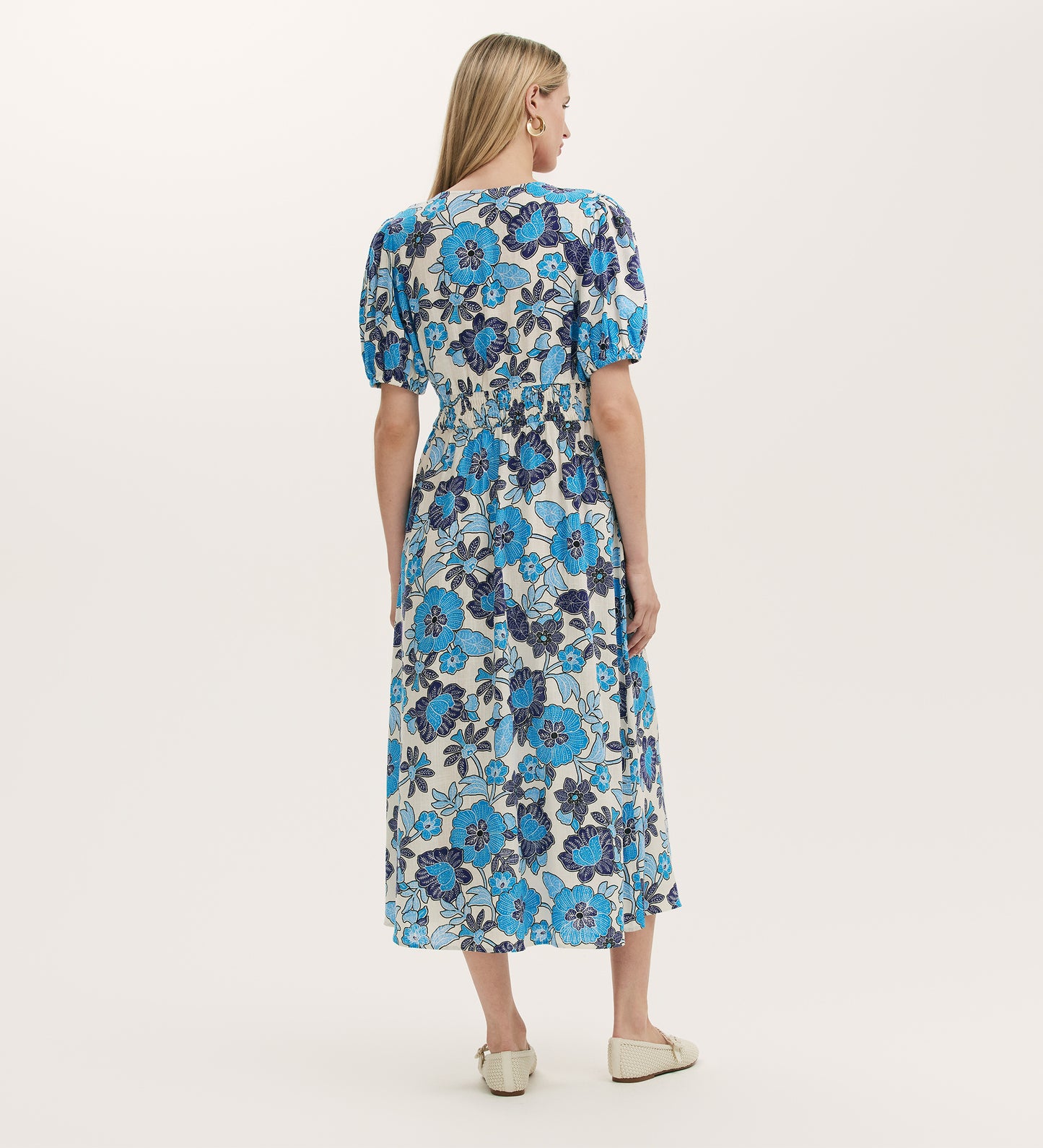 Addison Blue Flower Midi Dress