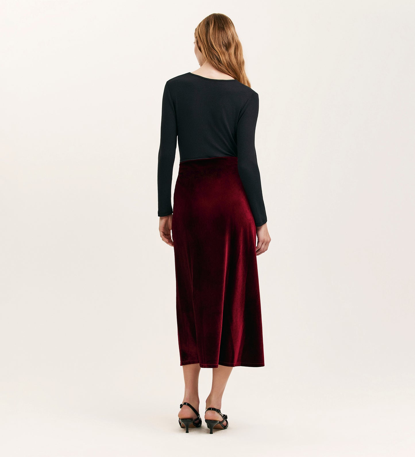 Bailey Burgundy Jersey Velvet Skirt