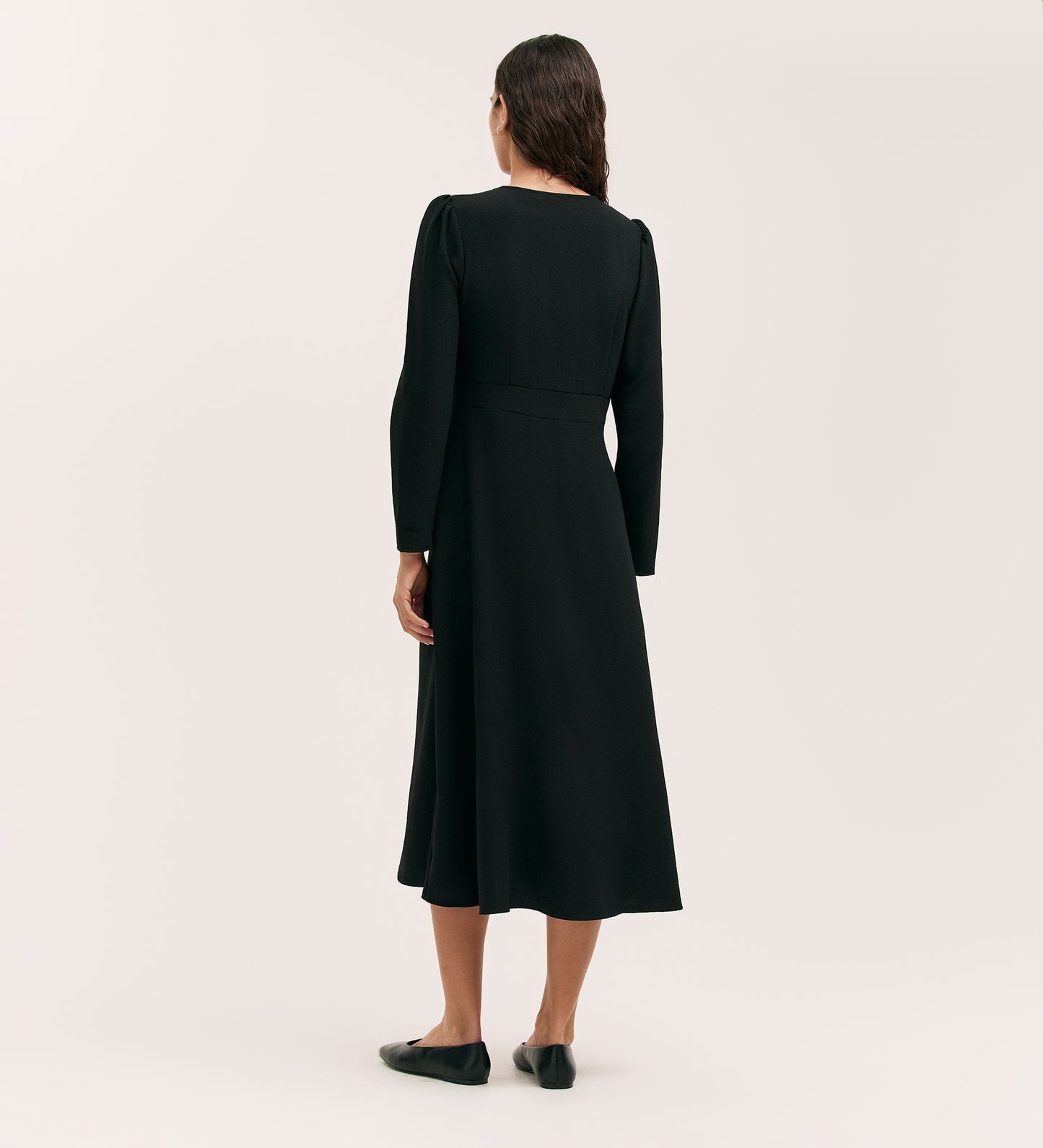 Caprice Black Crepe Midi Dress