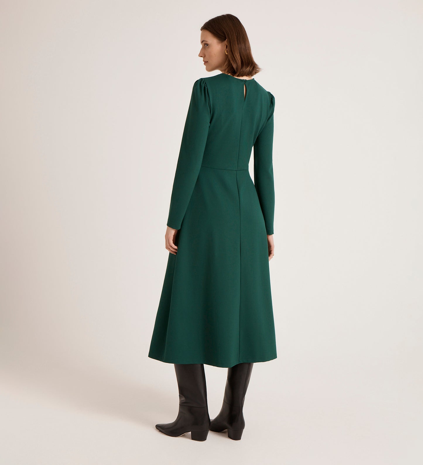 Carla Bottle Green Ponte Jersey Midi Dress