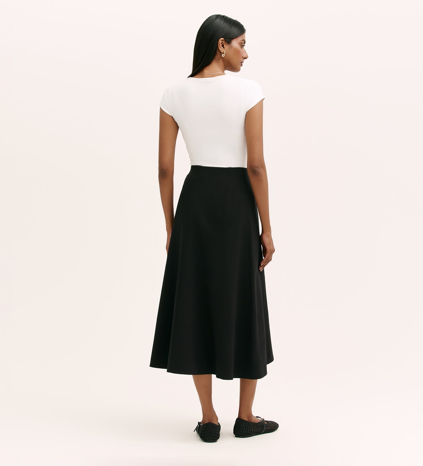 Mae Black Ponte Jersey Midi Skirt