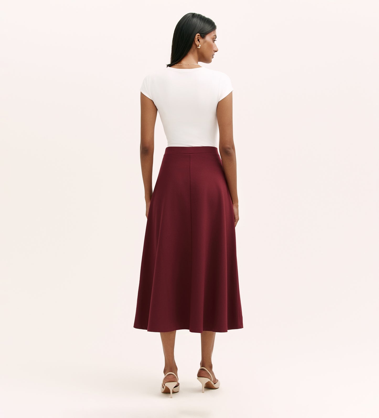 Ruth Burgundy Ponte Jersey Midi Skirt