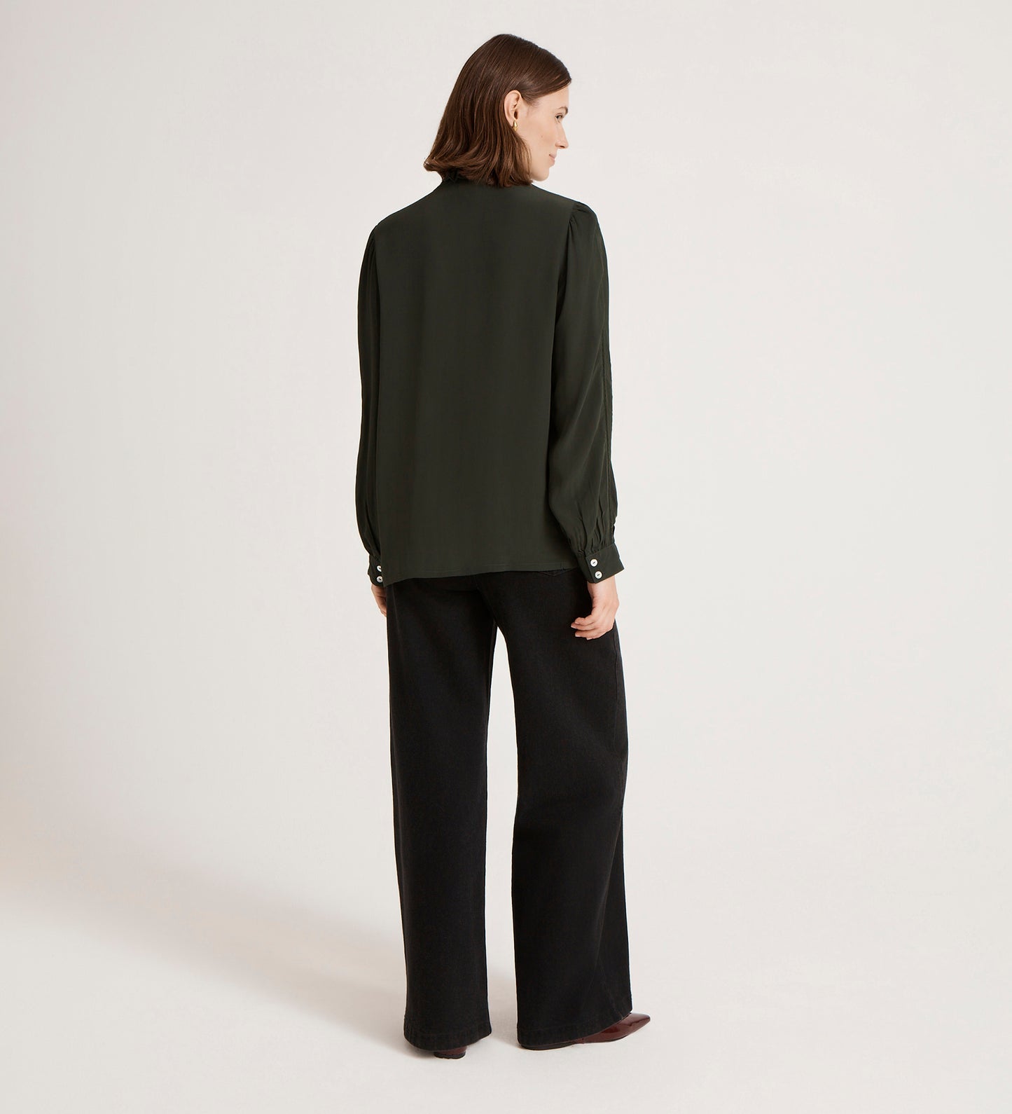 Flora Forest Green Crepe Blouse