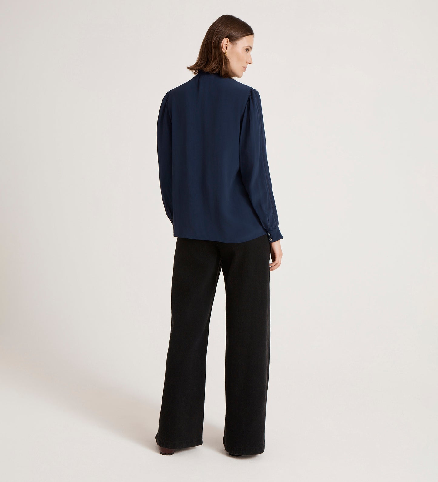 Flora Navy Crepe Blouse