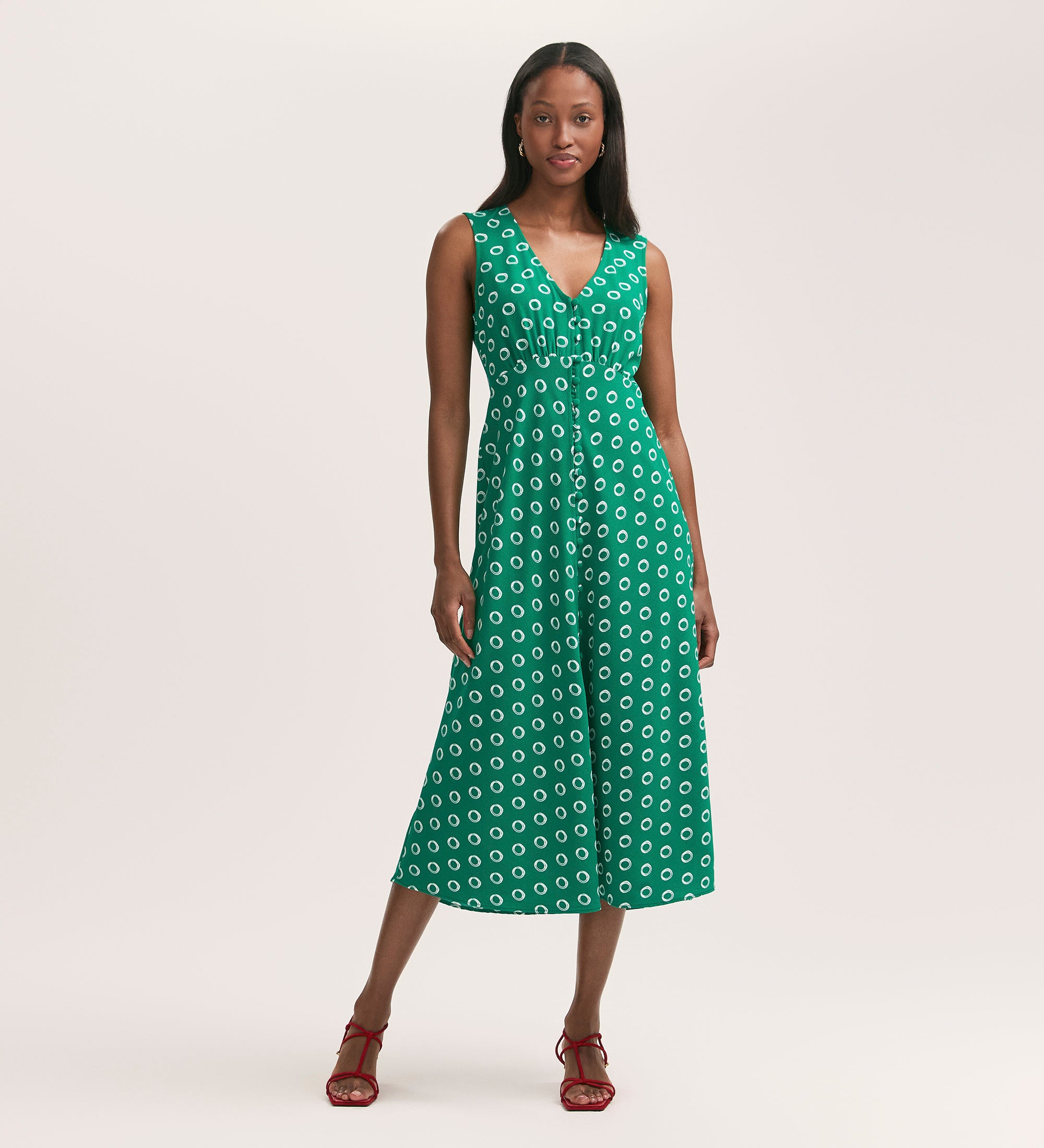 Flora Green Polka Dot Midi Dress Finery London Flora Green Polka Dot Midi Dress Finery London