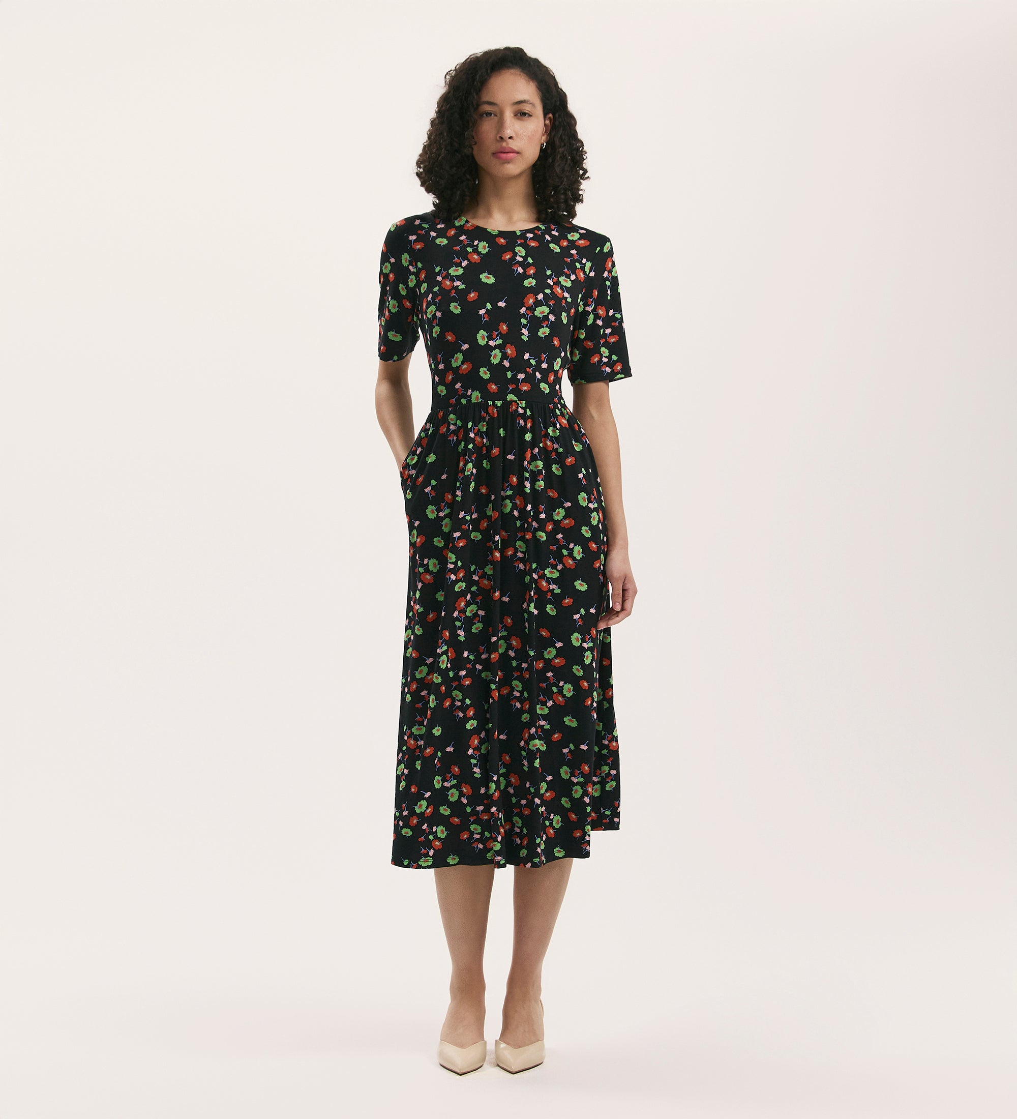 The Kathryn Dress in Black with Blue Lace