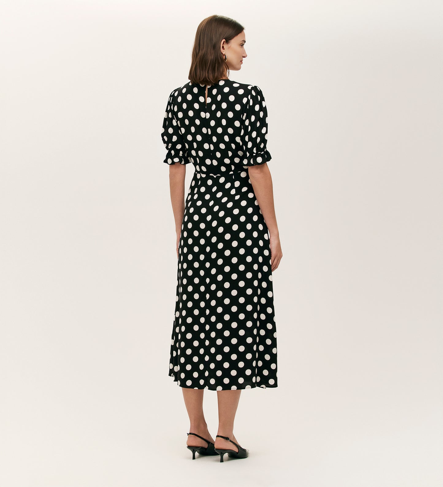 Mela Black Polka Dot Midi Tea Dress