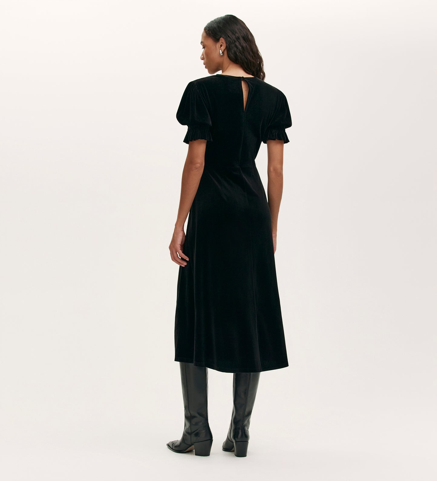Mela Black Velvet Midi Tea Dress