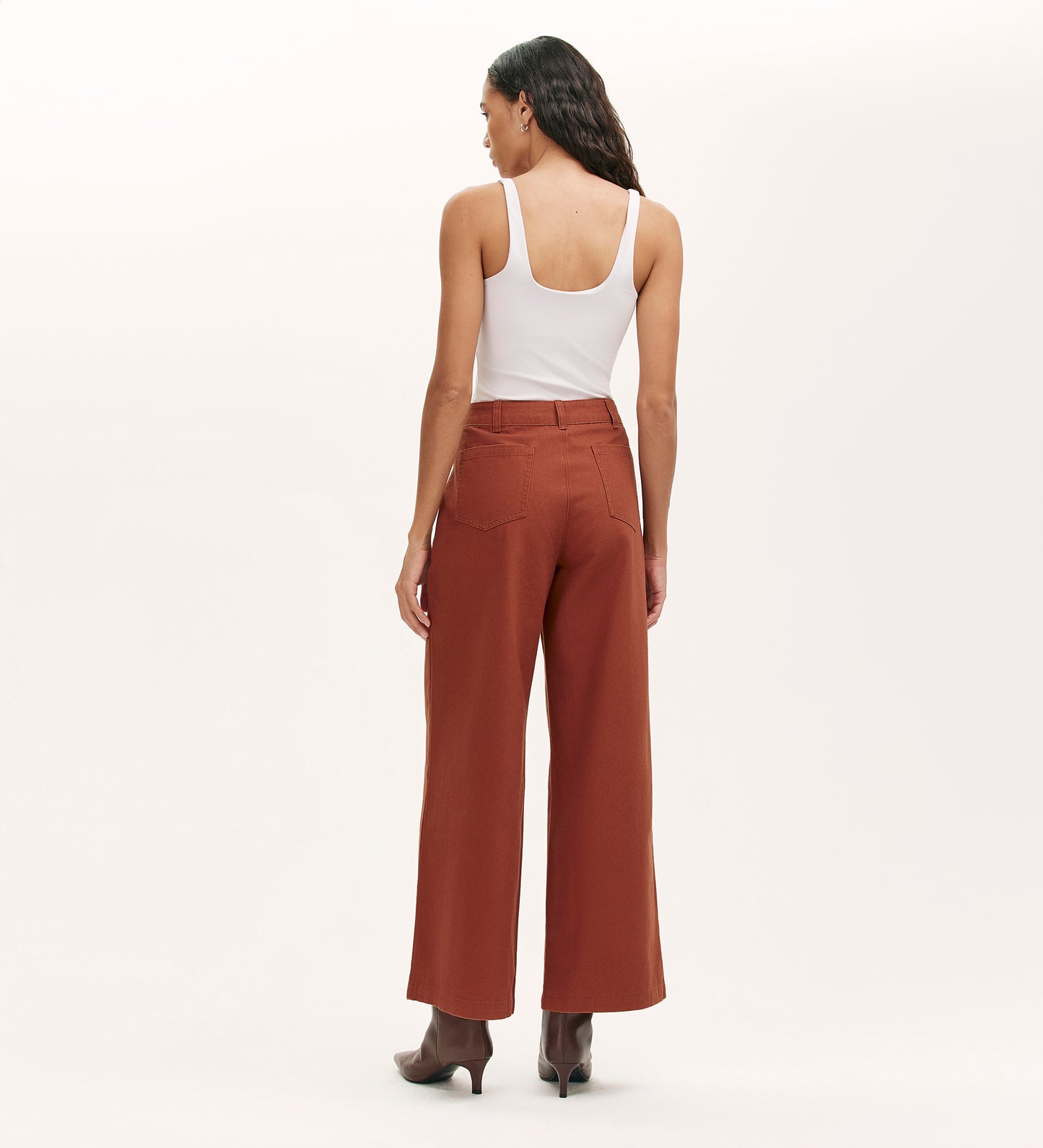 Olive Terracotta Canvas Wide Leg Trousers