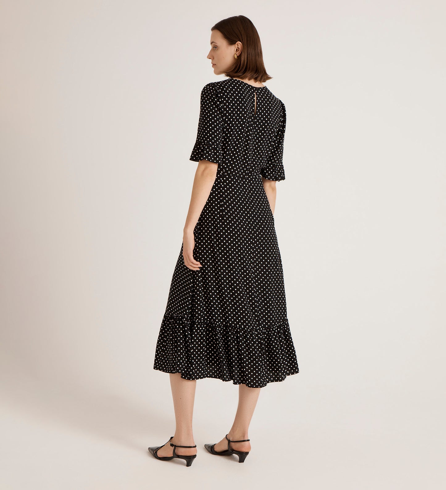 Sylvie Black Spot Midi Tea Dress
