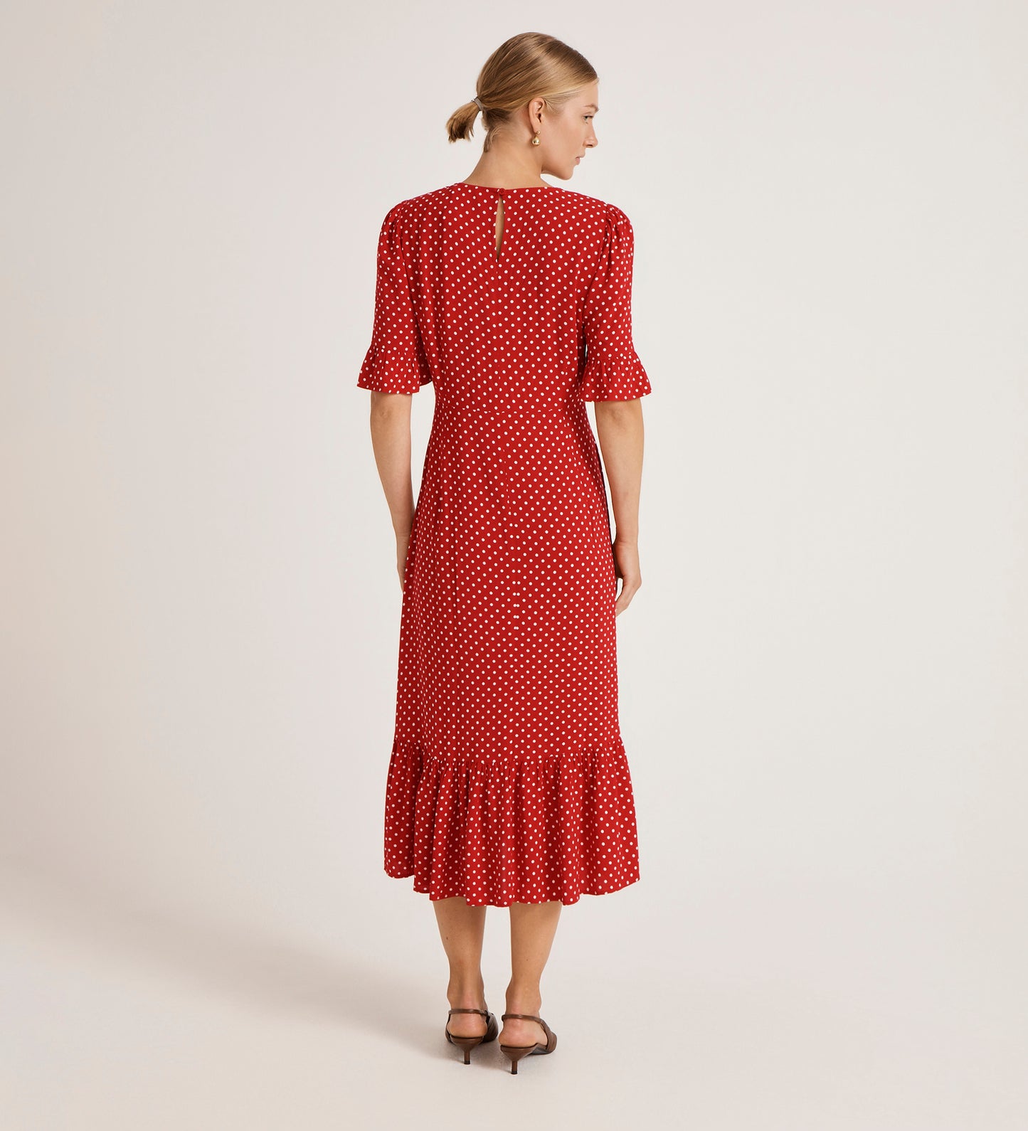 Sylvie Red Spot Midi Tea Dress