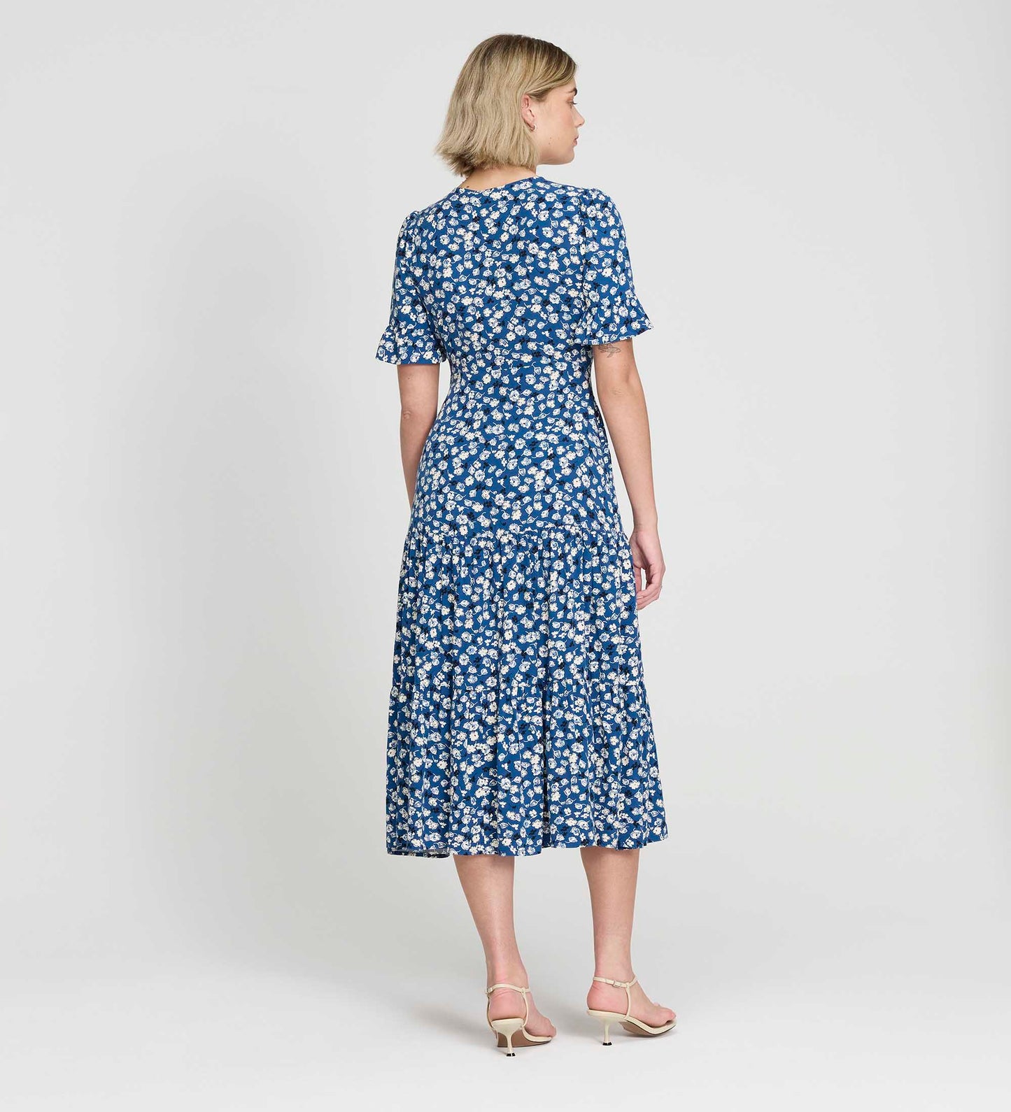 Sinead Navy Ditsy Tiered Midi Dress
