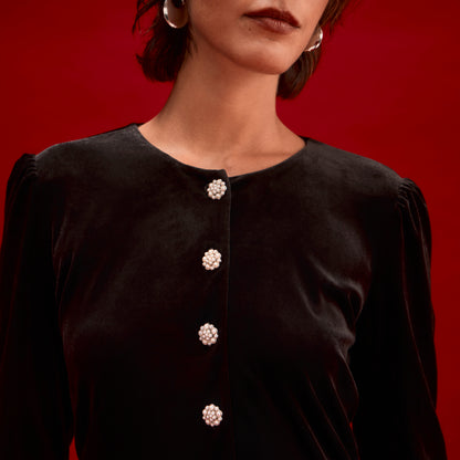 Rae Black Velvet Short Dress