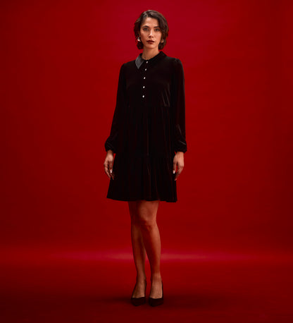 Rosanna Black Velvet Short Dress