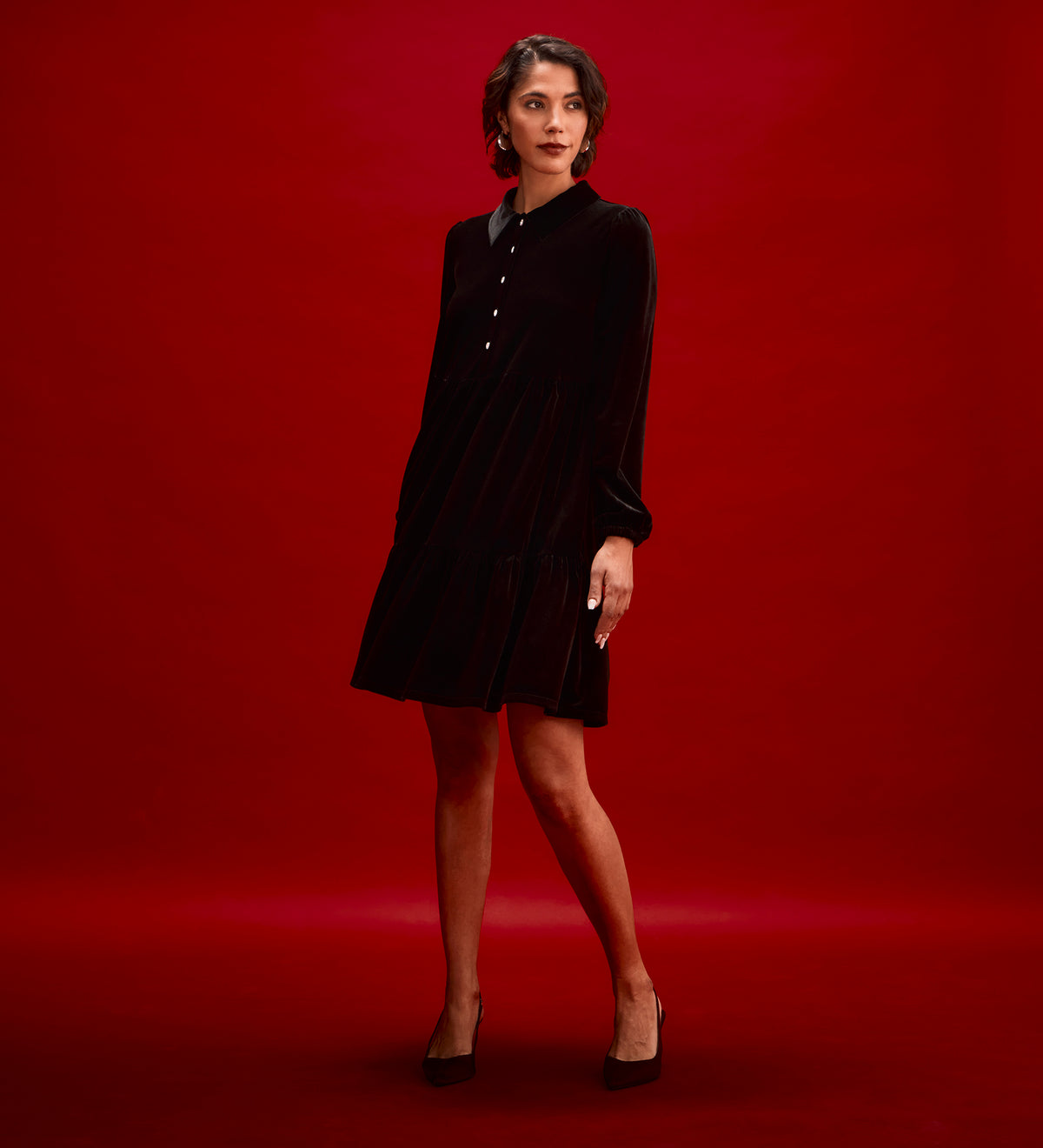 Rosanna Black Velvet Short Dress